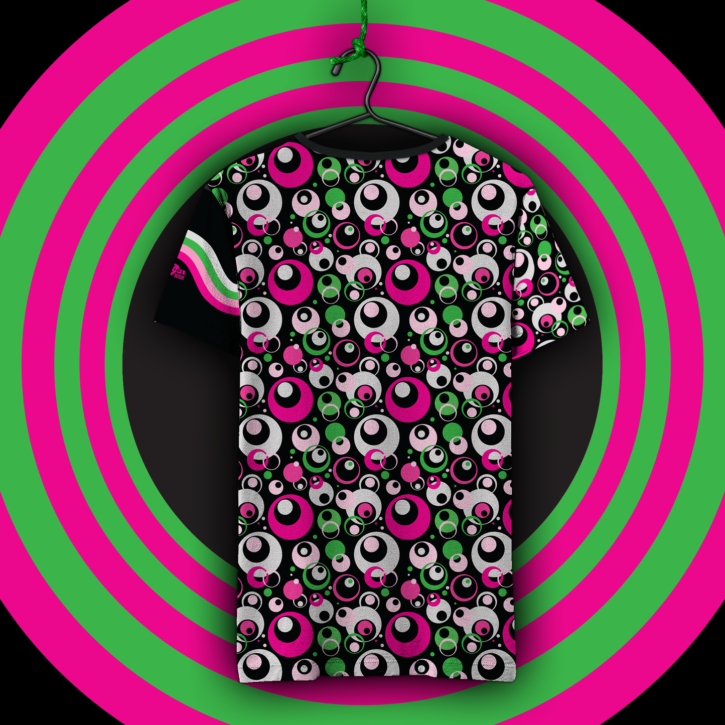 SUGAR HIGH Women's Mary Jane Allover Short Sleeve Tee