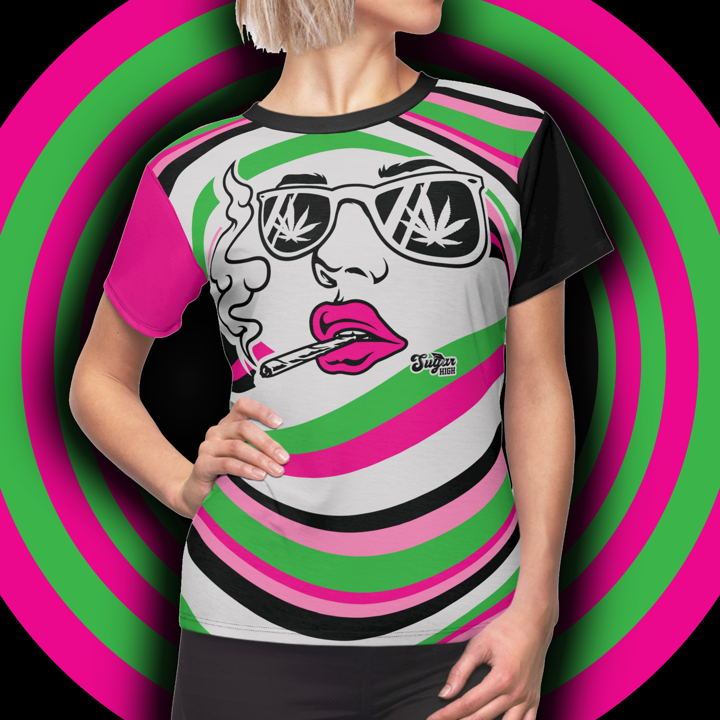 SUGAR HIGH Women's Specs Allover Short Sleeve Tee